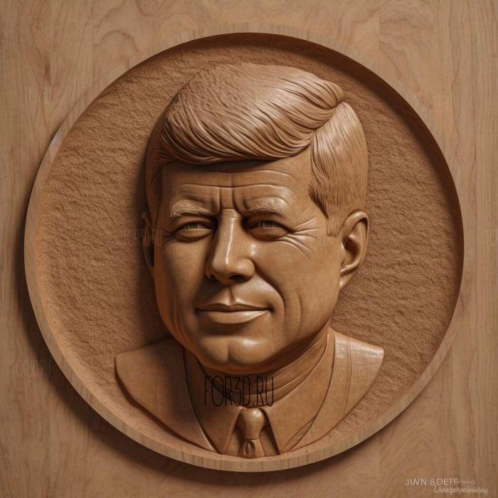 John F Kennedy 4 stl model for CNC